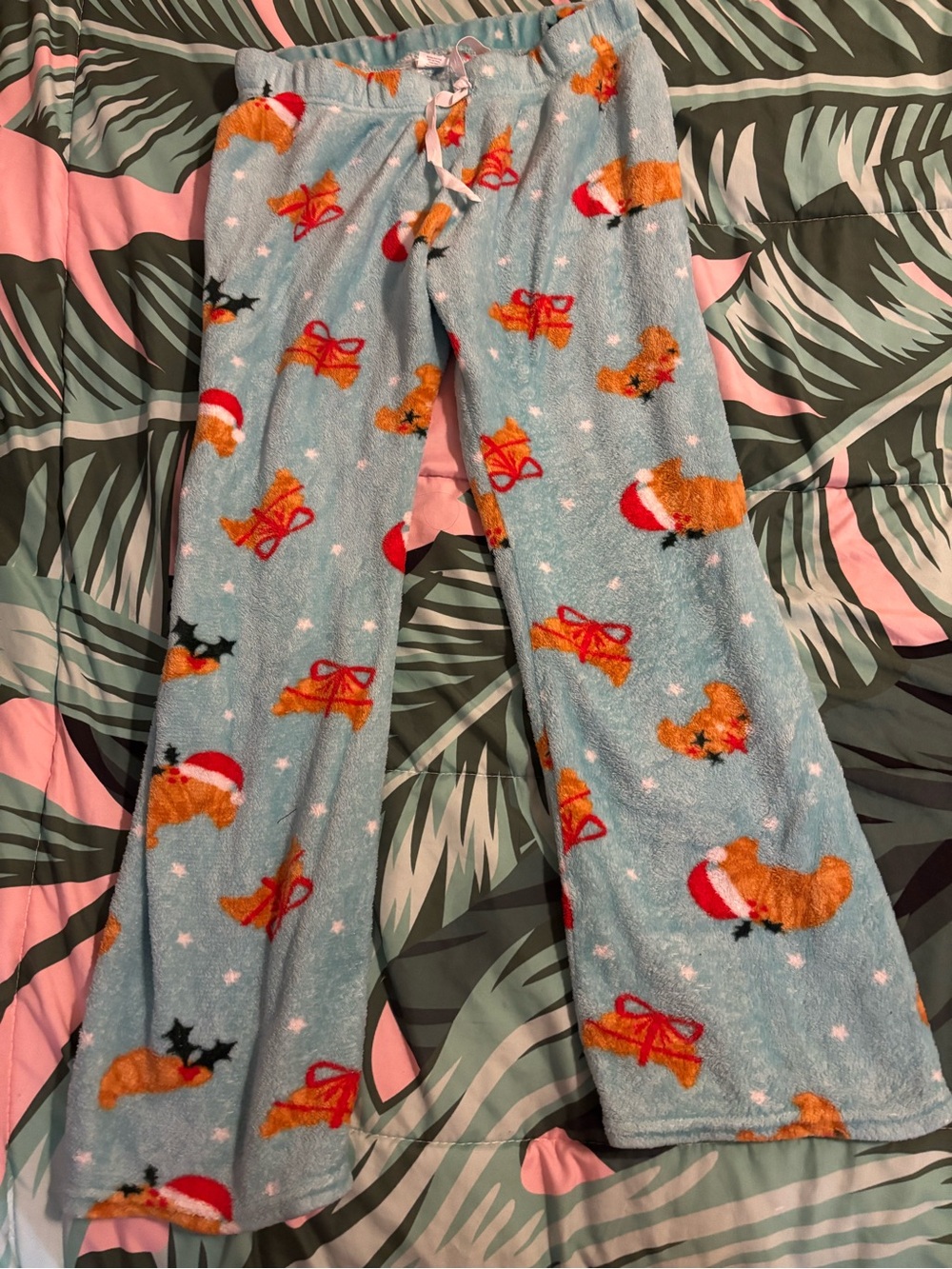 Blue Kids Holiday Fleece Pajama Pants - Cute Reindeer & Gifts